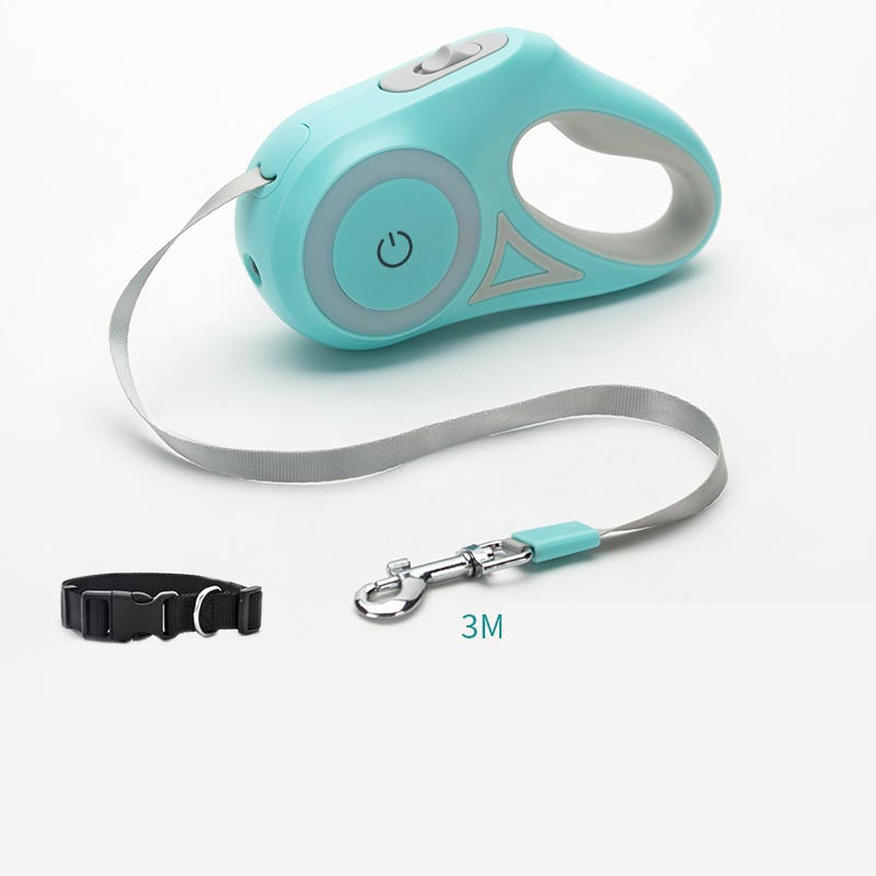 Retractable Dog Leash with Collar Set — 3M & 5M, One-Hand Brake, 3 Colors