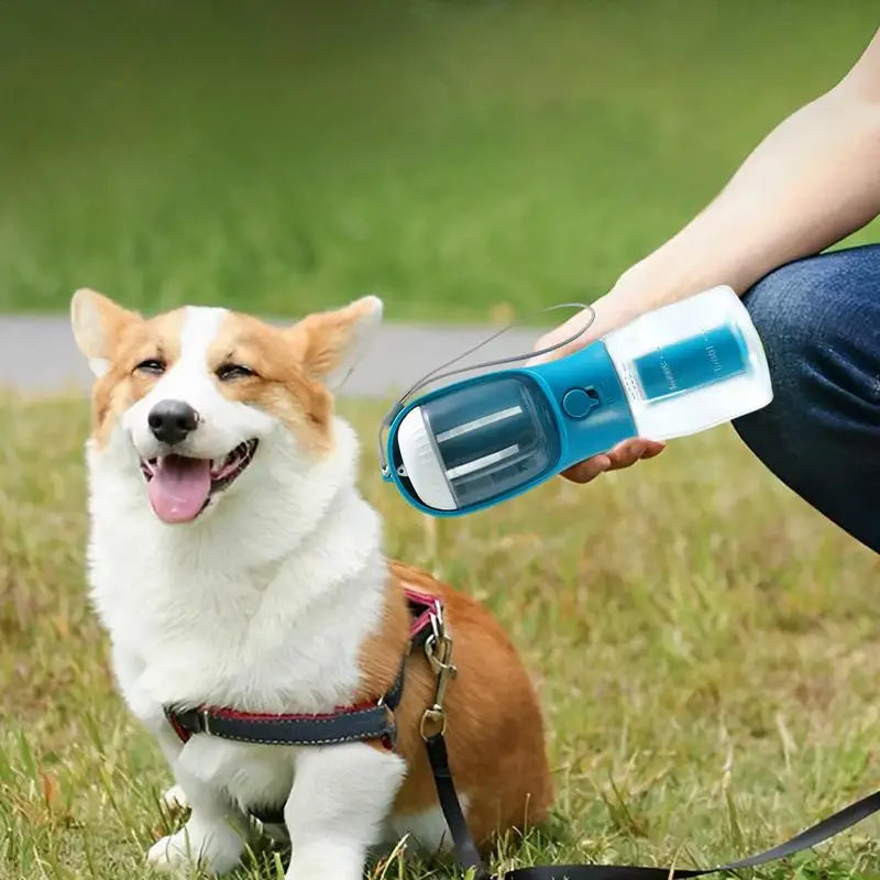 3-in-1 Portable Pet Water Bottle — Water, Food & Waste Bag Dispenser, 9 Colors