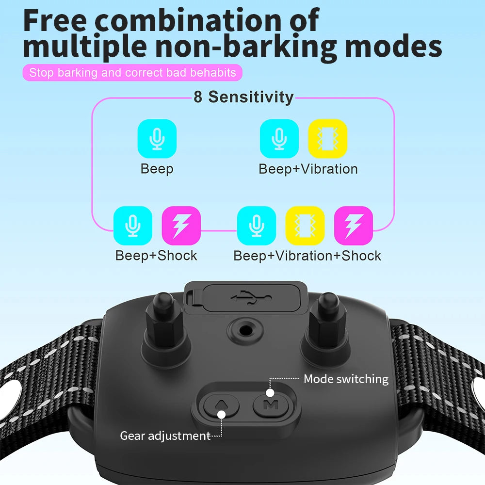 Smart Anti-Bark Dog Collar — 4 Modes, IP67 Waterproof, HD Display, Rechargeable