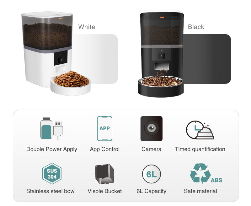 Smart Automatic Pet Feeder with Camera — 4L & 6L, Wi-Fi, Schedule Feeding