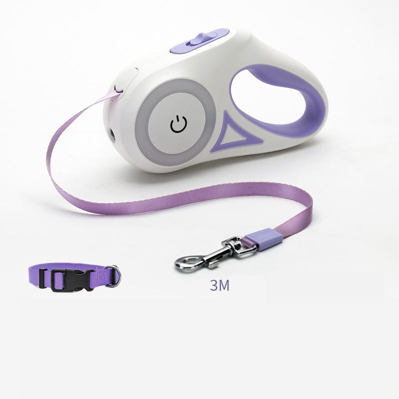 Retractable Dog Leash with Collar Set — 3M & 5M, One-Hand Brake, 3 Colors