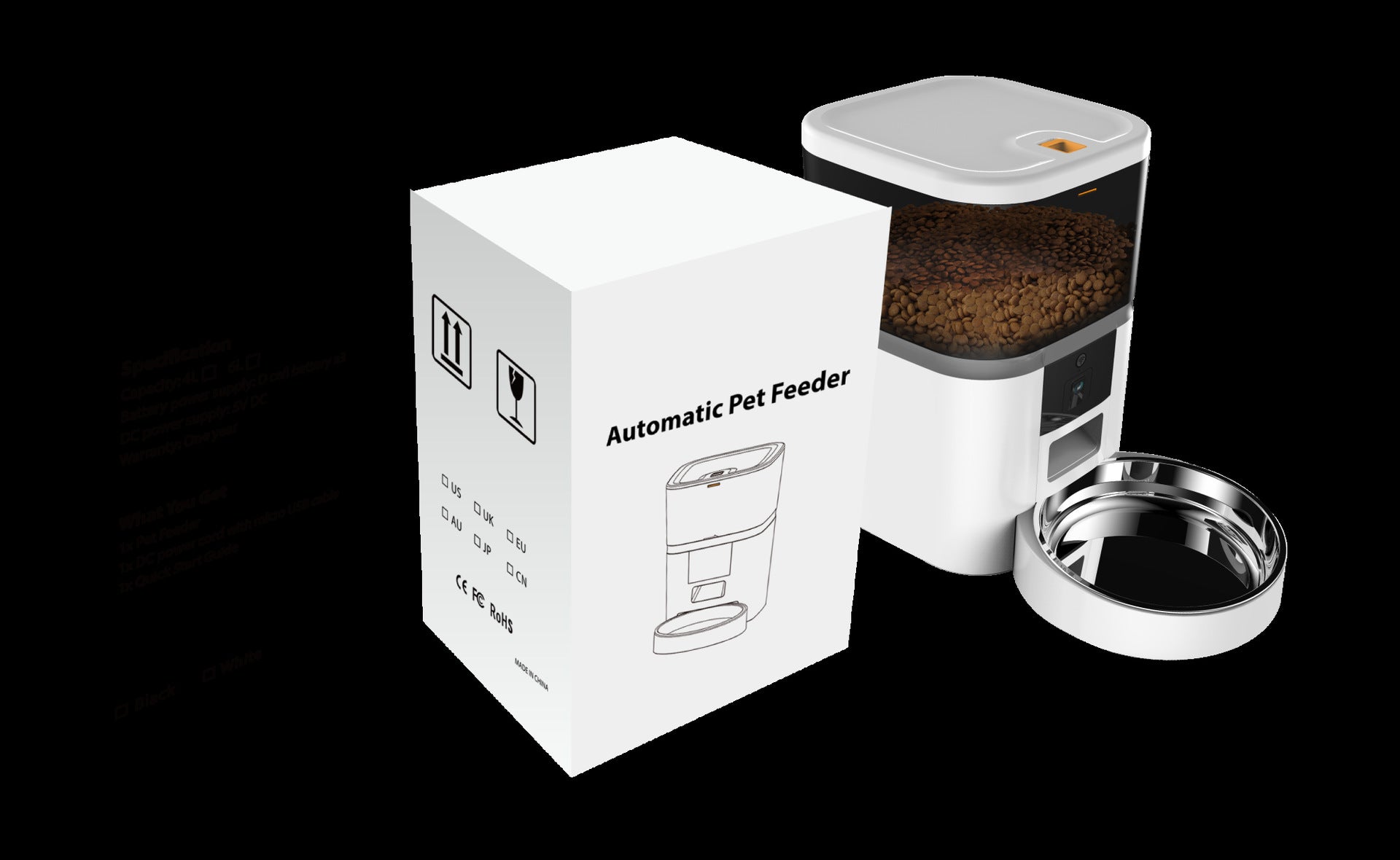 Smart Automatic Pet Feeder with Camera — 4L & 6L, Wi-Fi, Schedule Feeding