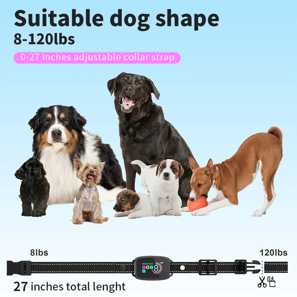 Smart Anti-Bark Dog Collar — 4 Modes, IP67 Waterproof, HD Display, Rechargeable
