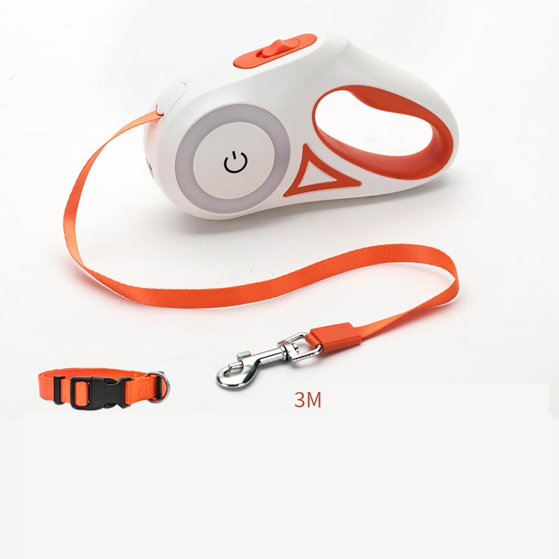 Retractable Dog Leash with Collar Set — 3M & 5M, One-Hand Brake, 3 Colors