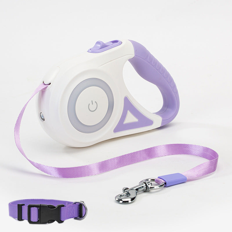 Retractable Dog Leash with Collar Set — 3M & 5M, One-Hand Brake, 3 Colors
