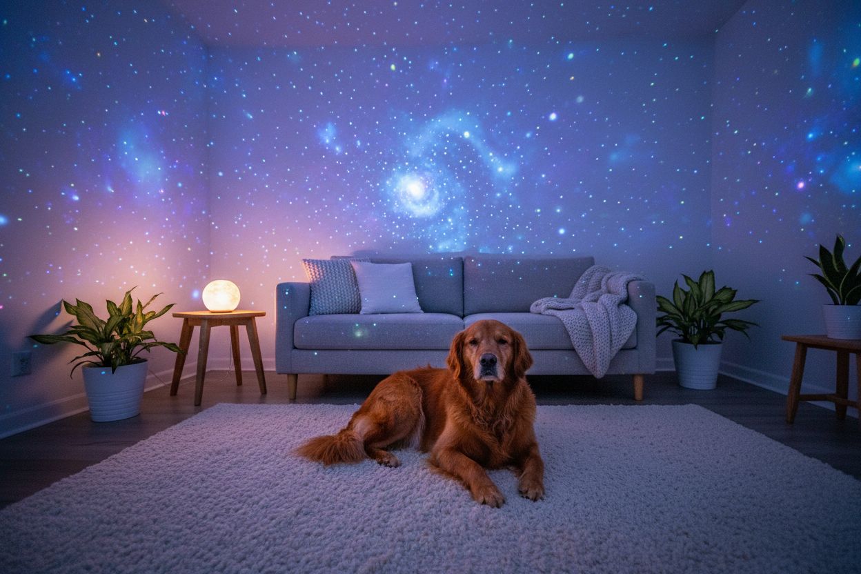 Calm Galaxy Room with Dog