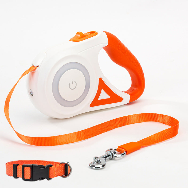 Retractable Dog Leash with Collar Set — 3M & 5M, One-Hand Brake, 3 Colors